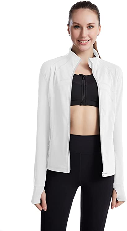 Womens Fleece Jacket with Thumb Holes Women Full Zip Slim Fit - WF Shopping
