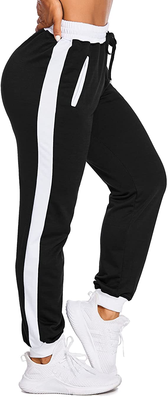 Women Drawstring Waist Striped Side Jogger Workout Athletic Pants - WF  Shopping