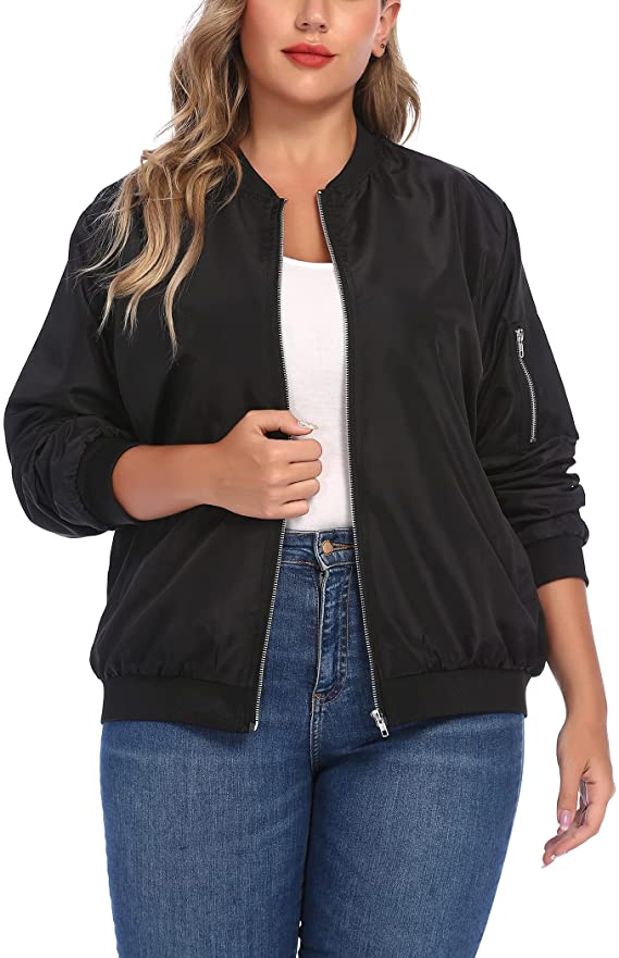 Womens Jacket Plus Size Bomber Jackets Lightweight - WF Shopping