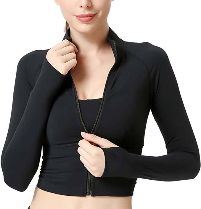 Women's Full Zip Lightweight Workout Slim Fit Jacket Running Sports