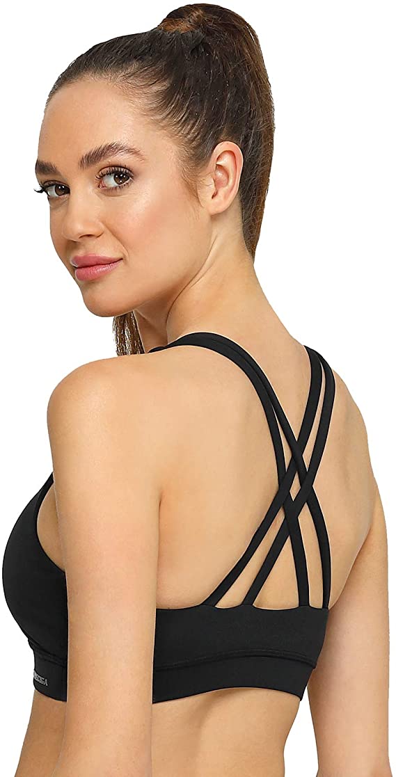 Women’s Strappy Padded Sports Bra Yoga Bra Tops WF Shopping