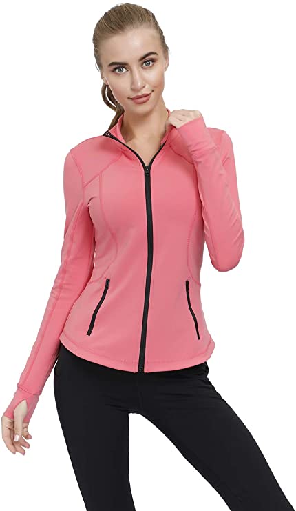 Women's Slim Fit Workout Track Jackets Full Zip Stretchy Warm up - WF ...