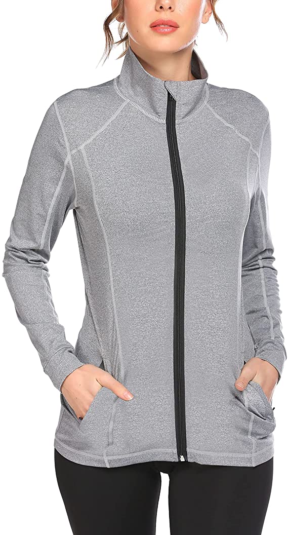 Women's Running Jacket Full Zip Workout Jacket Activewear Track WF