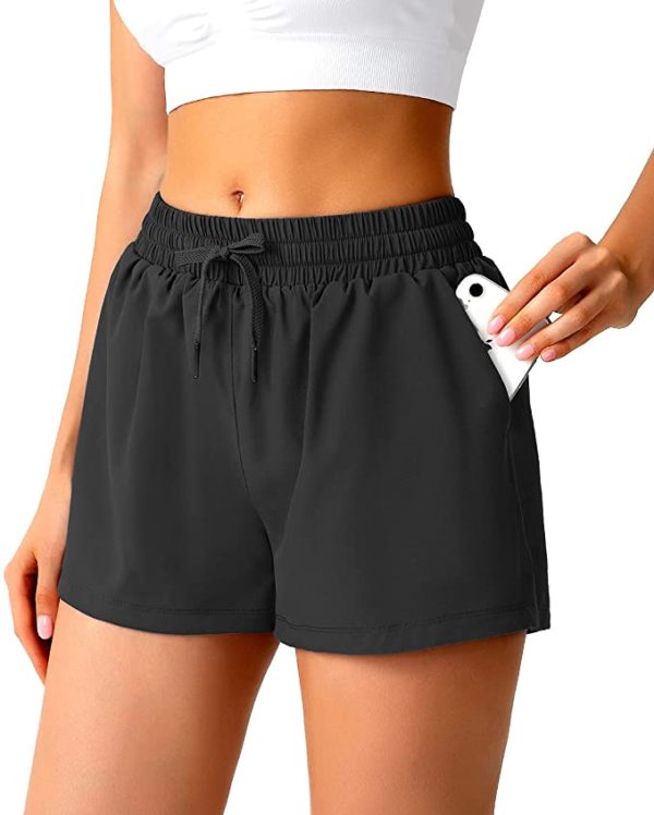 Womens Quick Dry Running Shorts, High Waisted Athletic Shorts WF