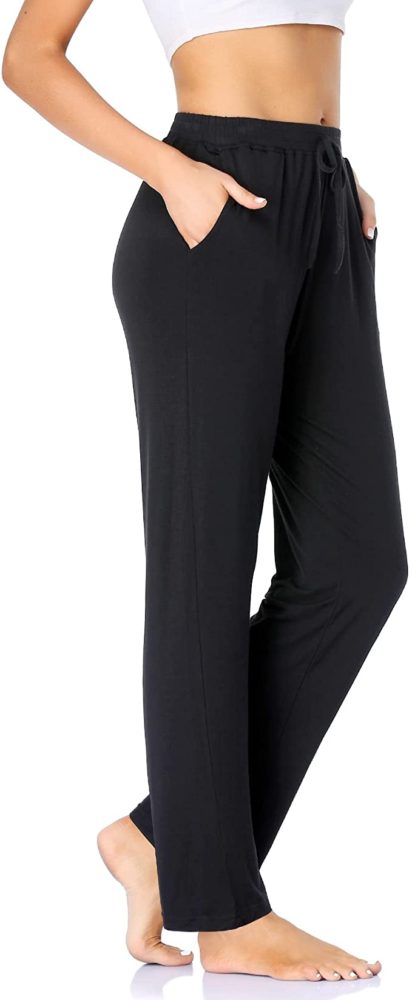Womens Yoga Pants Comfy Wide Leg Casual Sweatpants Drawstring Stretch ...