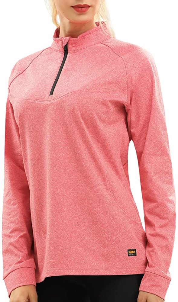 Women's Quarter Zip Pullover Fleece Lined Jacket Athletic Long Sleeve