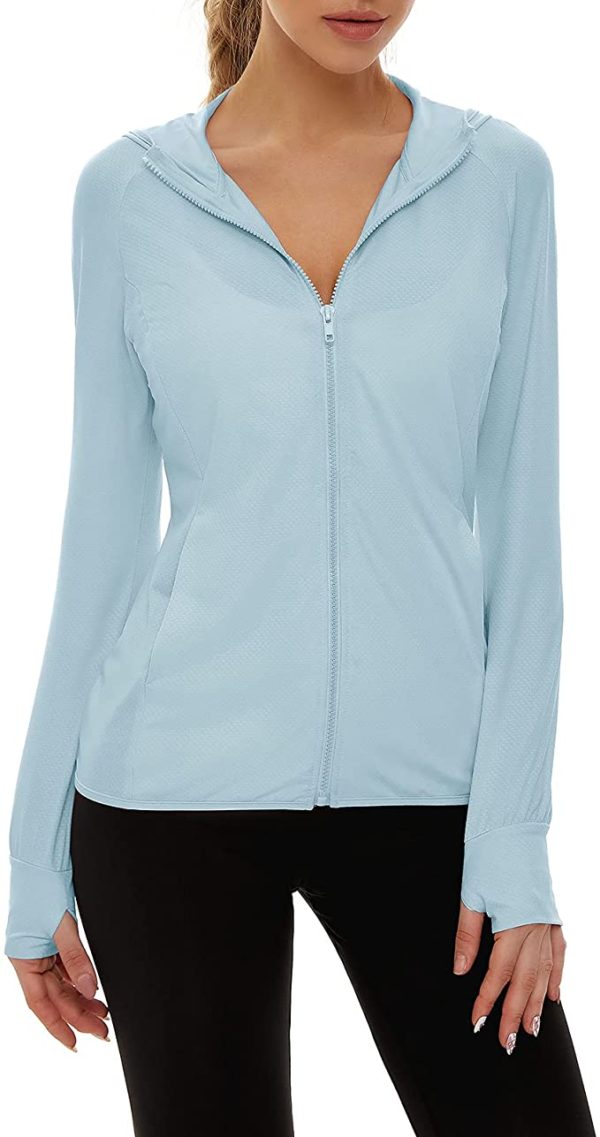 thumbnail image 2 of Avoogue Women’s Lightweight UPF 50+ Hoodie Jacket – Sun Protection, Full Zip, Athletic Fit 2 of 9
