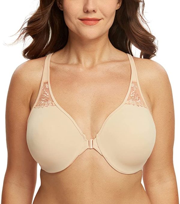 Women's Front Close Bra T Back Full Figure Underwire Plus Size Seamless - WF Shopping