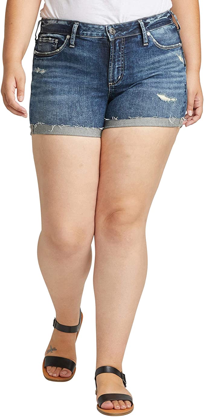 Silver Jeans Co. Women's Plus Size Suki Mid Rise Short - WF Shopping