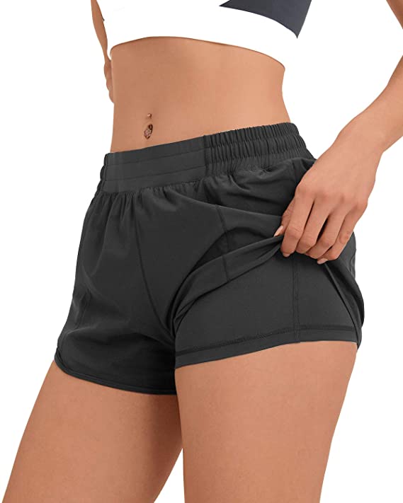 Women's Workout Quick-Dry Shorts, 2 in 1 Athletic Running - WF Shopping