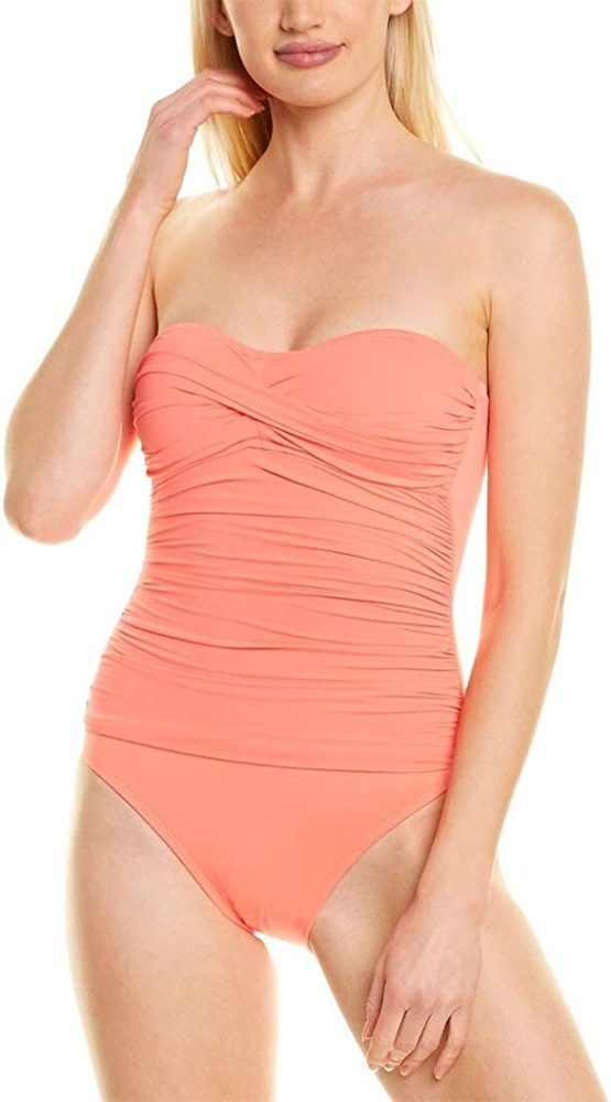La Blanca Women's Standard Island Goddess Bandeau One Piece Swimsuit Sz