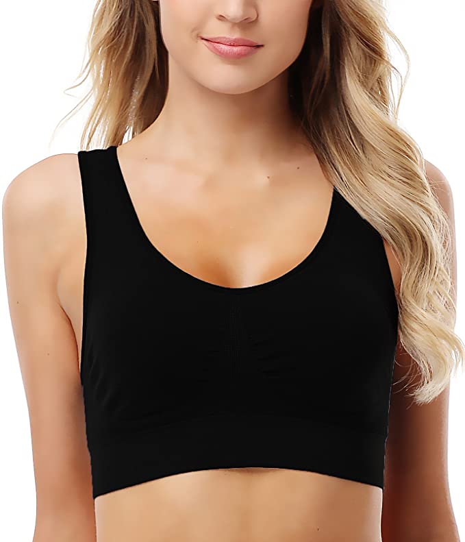Women's Sports Bras 3 Pack Racerback Padded Wireless WF Shopping