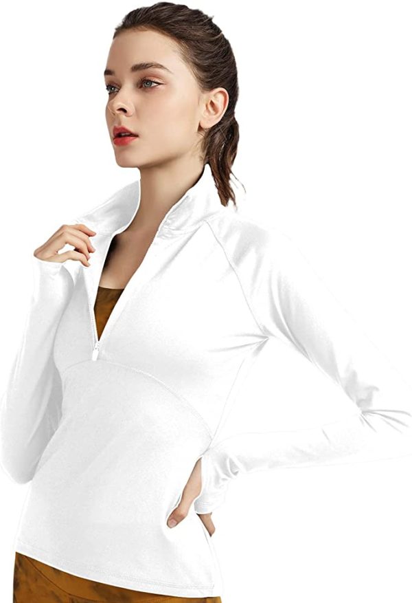 Women's Stretchy Workout Jackets Lightweight Half Zip Running Track