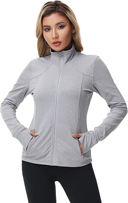 Songling Women's Athletic Full Zip Up Lightweight Workout Slim Fit