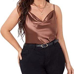 Plus Size Satin Cowl Neck