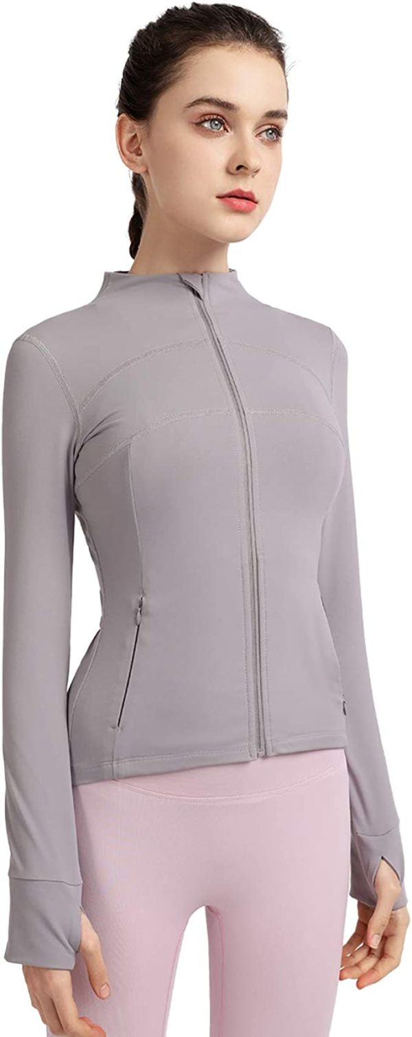 Women's Stretchy Workout Jackets Lightweight Full Zip Running Track