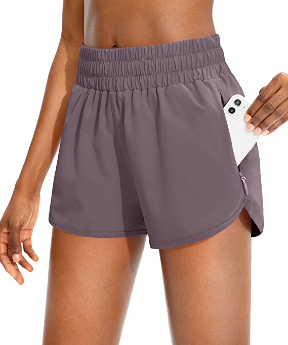 Women's Running Shorts with Zip Pockets High Waisted Athletic WF Shopping
