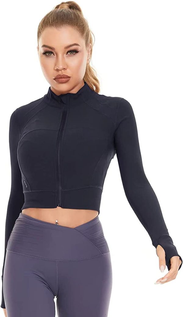 Women's Sports Jacket Workout Slim Fit Lightweight Full Zipper WF