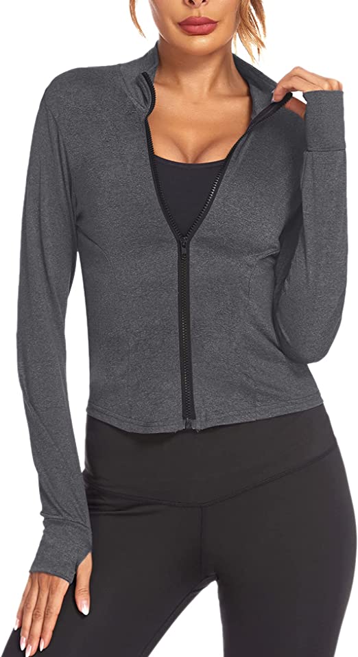 Women's Track Jacket Lightweight Full Zip Crop Pockets WF Shopping