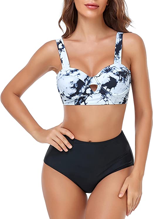 Women's Two Piece Bikini Sets Tummy Control Swimsuit Floral Print WF