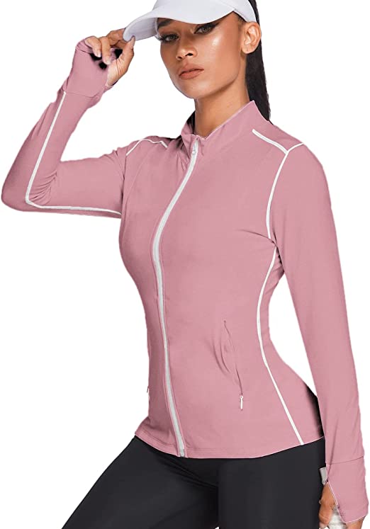 Women's Track Jacket Breathable Running Jacket Zip Up Sportswear WF