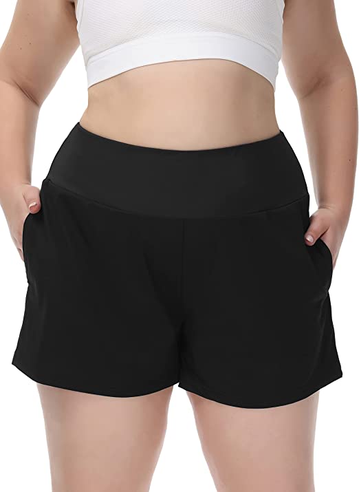 Women Plus Size Athletic Workout Shorts QuickDry Lounge Shorts WF