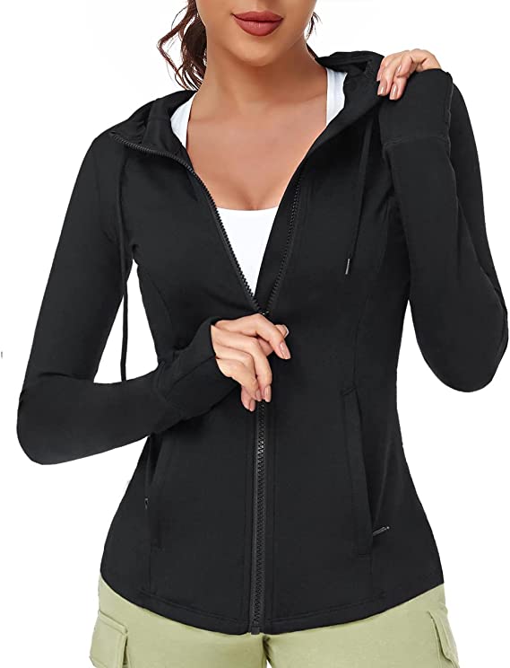 Women's Full Zip Workout Hoodie Athletic Long Sleeve - WF Shopping