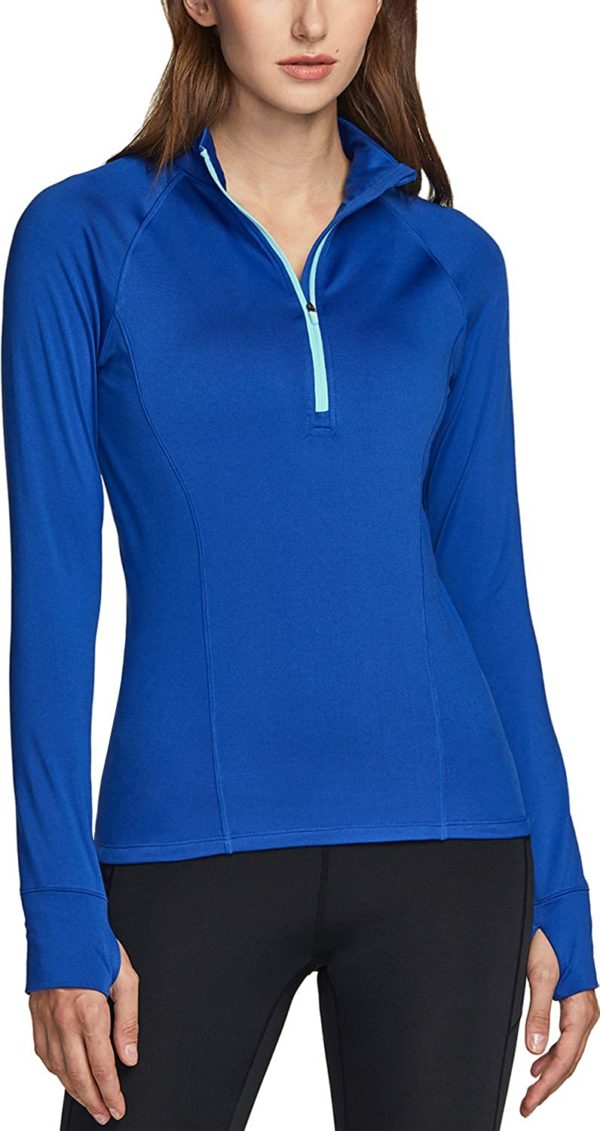 Women's 1/2 Zip Thermal Pullover Shirts, Lightweight Slim Fit Athletic