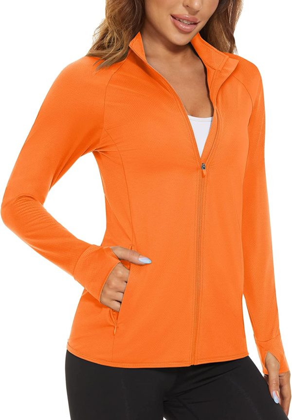 Women's Athletic Jacket Lightweight Long Sleeve UPF 50+ Shirts Full Zip