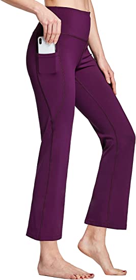 Women's Flare Yoga Pants with 3 Pockets High Waisted Petite Length - WF ...