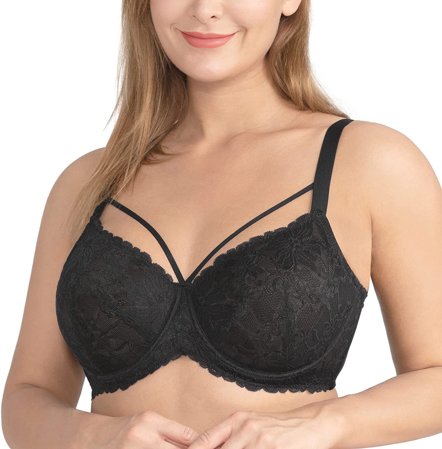 Women,Unlined Non Padded Lace Sexy Plus Size Bras Full Figure
