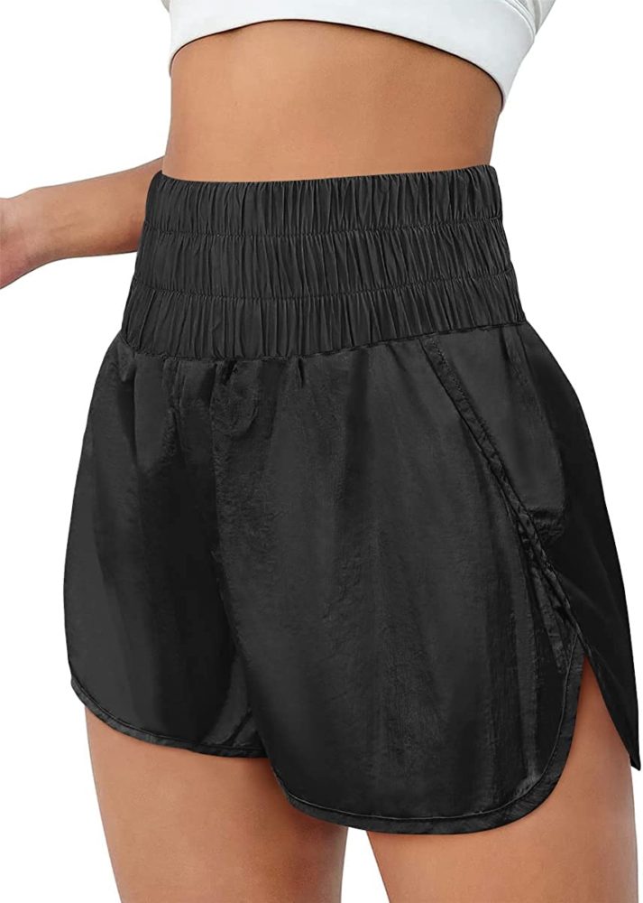Womens High Waisted Athletic Shorts Elastic Casual Summer Running
