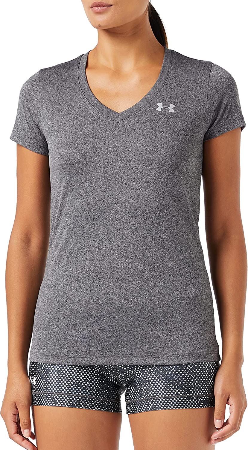 womens Tech V-Neck Short-Sleeve T-Shirt , Carbon Heather - WF Shopping