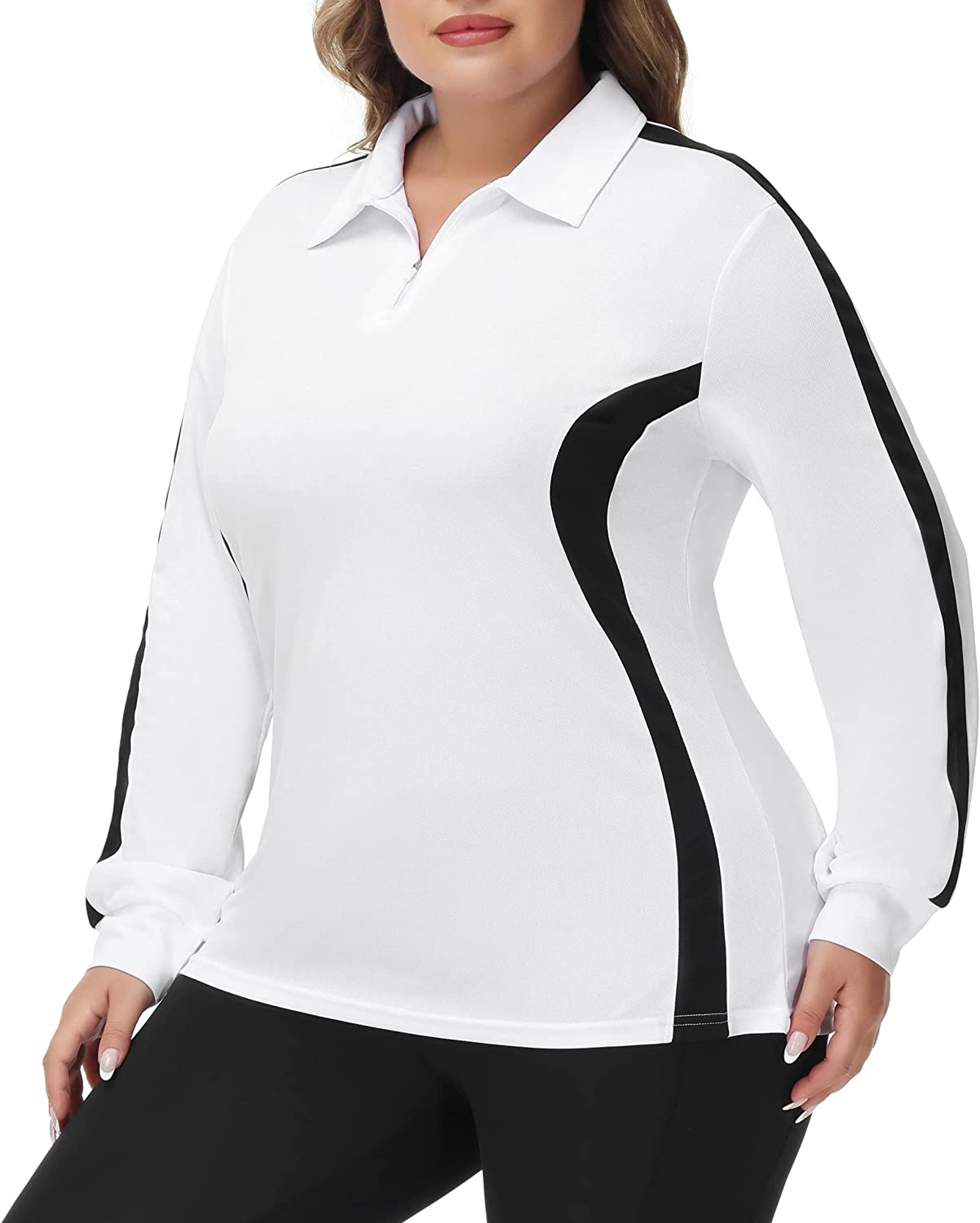 Women's Plus Size Long Sleeve Golf Polo Shirts Lightweight Dry Fit