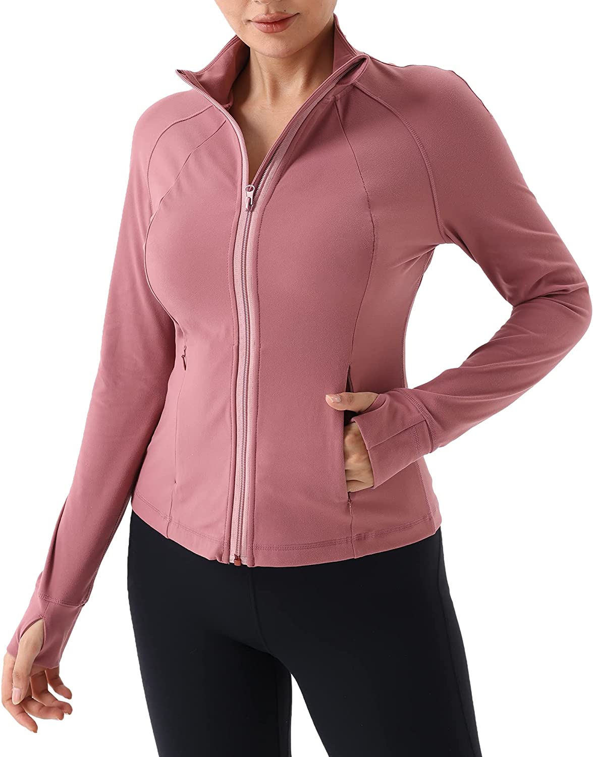 Women, Full Zip up Slim Fit Workout Jacket Lightweight - WF Shopping