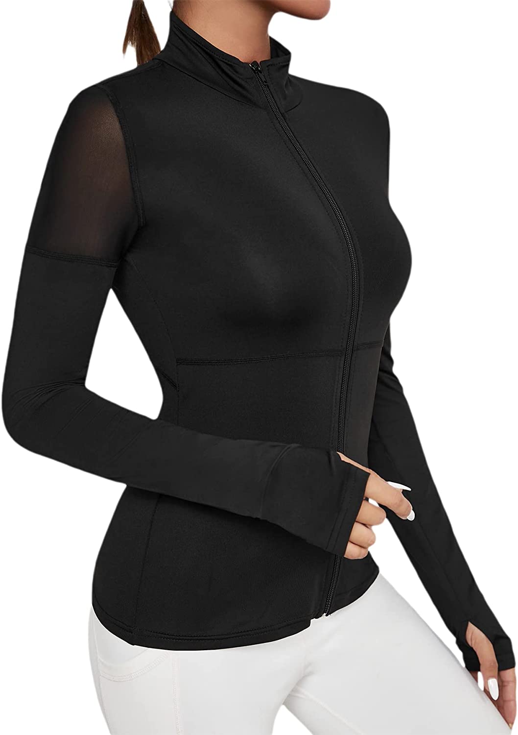 Women's Athletic Zip Up Mesh Long Sleeve Workout Jacket WF Shopping