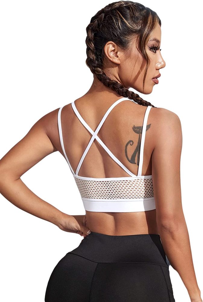 Women's Hollow Out Criss Cross High Support Yoga Gym Sports Bras WF