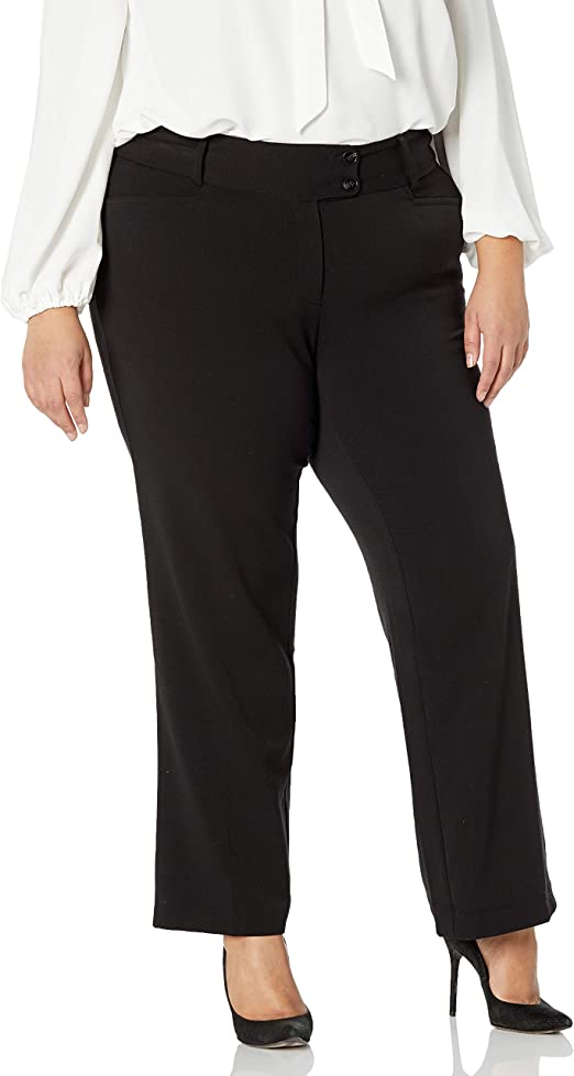 Rafaella Women's Plus Size Curvy Fit Gabardine Bootcut Dress Pants - WF ...