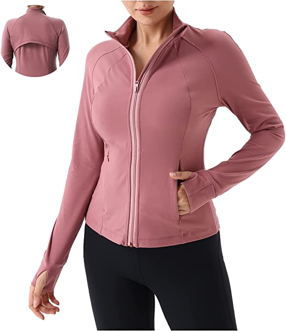 Women, Full Zip up Slim Fit Workout Jacket Lightweight Athletic Sports ...
