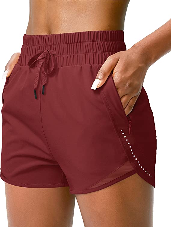 High Waisted Workout Shorts with 3 Zipper Pockets for Women WF Shopping