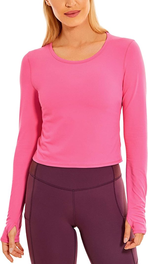Long Sleeve Crop Tops for Women Workout Cropped Top Yoga Slim Fit WF