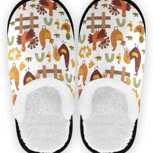 SLHKPNS Chicken Cock Duck Fuzzy Thanksgiving theme Women's Shoes