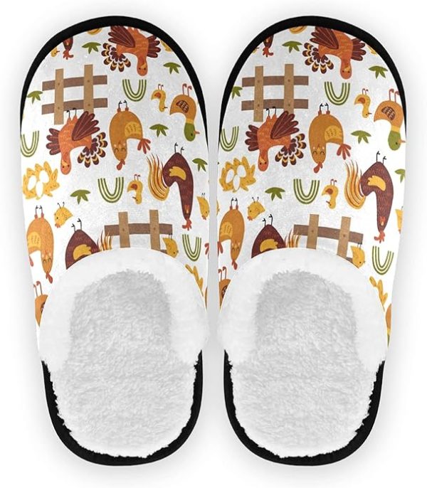 SLHKPNS Chicken Cock Duck Fuzzy Thanksgiving theme Women's Shoes