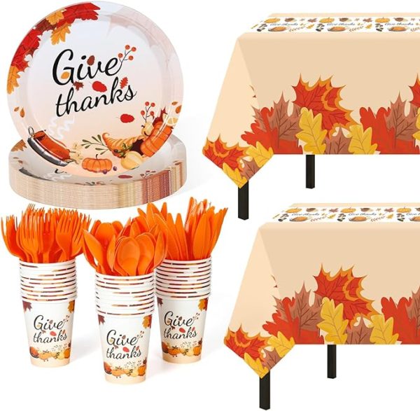 Thanksgiving Party Tableware for Fall Dinner Party Decorations