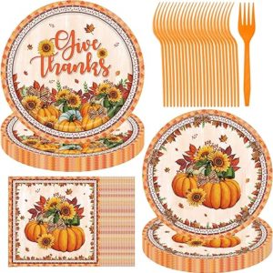 Thanksgiving Plates and Napkins Sets Disposable