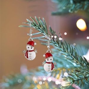 Cute Snowman Dangle Drop Hook Earrings Girls for Women