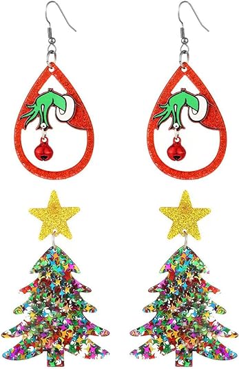 Handmade Teardrop Dangle Christmas Earrings for Women