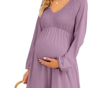 Coolmee Women's Maternity Short Sleeve Ruffle Dress