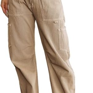 Dokotoo Women 6 Pockets High Waisted Cargo Pant