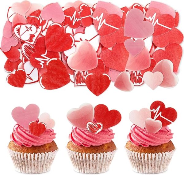 24 Topper Per Cupcake San Valentino: Glitter Rosso Con Scritte Kiss Me, Be Mine, XOXO, Amore